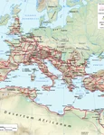 Principalele drumuri ale Imperiului Roman în timpul domniei lui Hadrian (117–138 d.Hr.). (© Wikimedia Commons)