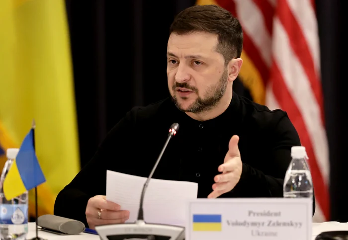 Volodimir Zelenski la întâlnirea Grupului de contact pentru apărarea Ucrainei FOTO EPA-EFE