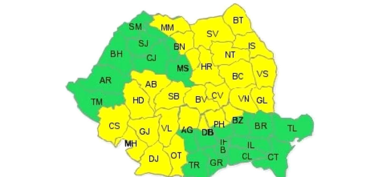 27 de judeţe, printre care şi Botoşani, au fost avertizate cu Cod galben 