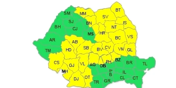 27 de judeţe, printre care şi Botoşani, au fost avertizate cu Cod galben 