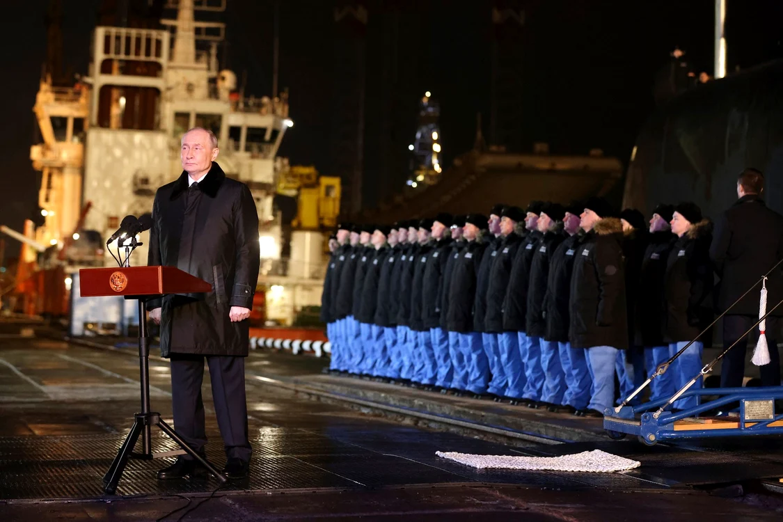 Vladimir Putin, la inaugurarea noului submarin rus FOTO Profimedia 