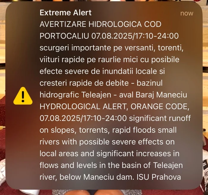 Cod portocaliu de inundații în Prahova / Sursa foto: Adevarul