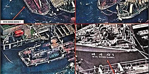 Nave chineze suprinse de saletiti americani livrand in secret eptrol unor nave nord-coreene FOTO Departamentul american al Trezoreriei