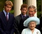 Regina Mamă cu William, Harry și Charles, GettyImages
