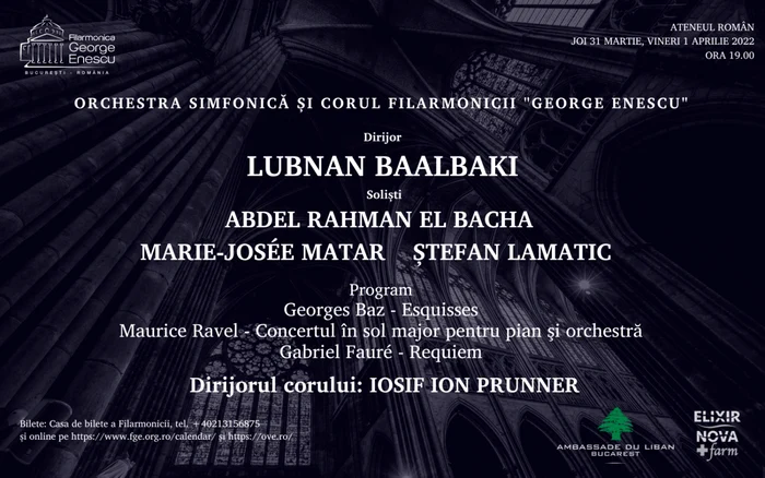 Concertul este realizat în parteneriat cu Ambasada Libanului la Bucureşti