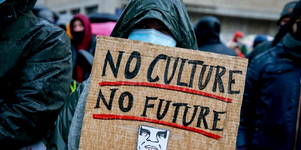 Lumea culturii protesteaza la Bruxelles fata de masurile sanitare FOTO EPA-EFE