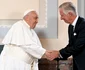 Regina Mathilde și Regele Philippe al Belgiei cu Papa Francisc la Bruxelles. FOTO: Frederic Andrieu, Casa Regală belgiană