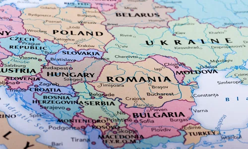 Hartă  Europa -Romania -Polonia -Ucraina - Bilgaria FOTO shutterstock