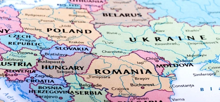 Hartă  Europa -Romania -Polonia -Ucraina - Bilgaria FOTO shutterstock