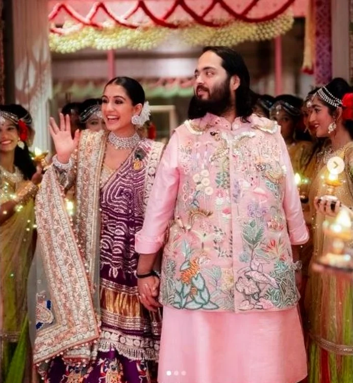 Cei doi miri celebri, Radhika Merchant şi Anant Ambani. Foto Instagram/shaleenanathani