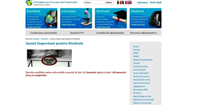 Universitatea Valahia din Târgovişte, locul 73 în lume, face o confuzie de neiertat între prepoziţiile "din cauză" şi "datorită"