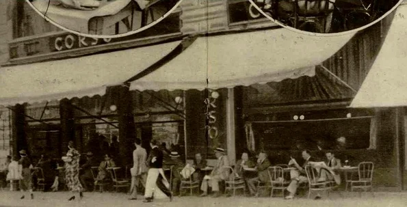 Cafeneaua Corso în perioada interbelică. Sursă: „Realitatea Ilustrată”, 6 noiembrie 1935 (foto: Casa Filipescu Cesianu)