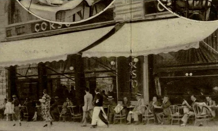Cafeneaua Corso în perioada interbelică. Sursă: „Realitatea Ilustrată”, 6 noiembrie 1935 (foto: Casa Filipescu Cesianu)
