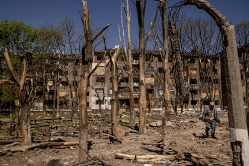 Imagine din orasul Kramatorsk regiunea Donetk estul Ucrainei 6-7 mai 2022 FOTO Getty Images