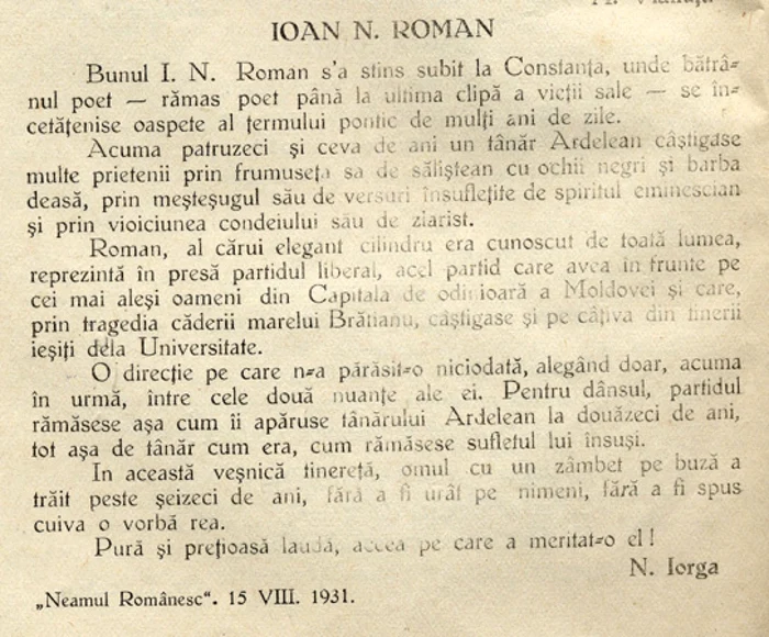 Ioan N. Roman - cărturarul-ziarist la Adevărul care a înnobilat Dobrogea Sursa foto Biblioteca Judeţeană I.N.Roman Constanţa