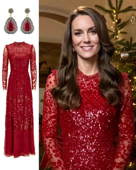 Printesa Kate în rochia roşie pentru promovarea "Christmas Carol"