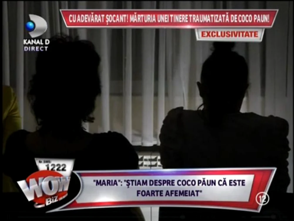 Maria şi mama ei au făcut declaraţii despre agresiunile lui Coco Păun, dar au ţinut să-şi protejeze identitatea (captură: Kanal D)