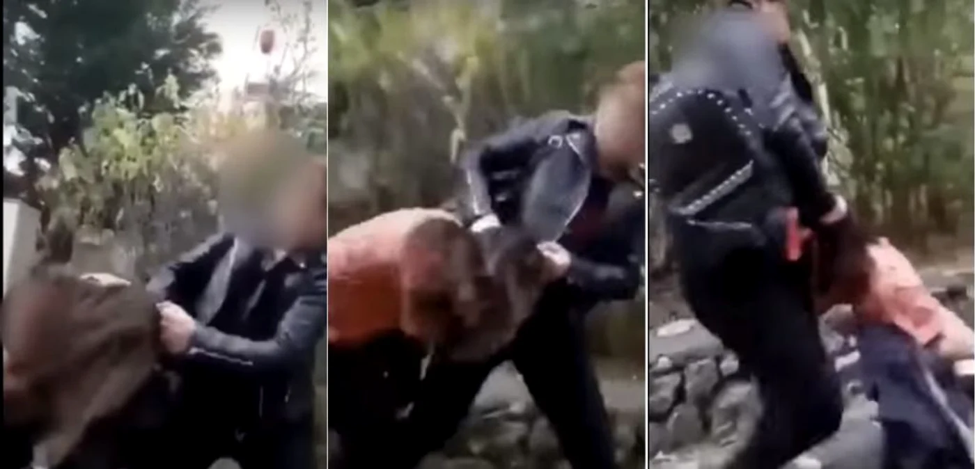 Bătaie între eleve, în afara şcolii, la Râmnicu Vâlcea, Foto: colaj captură video
