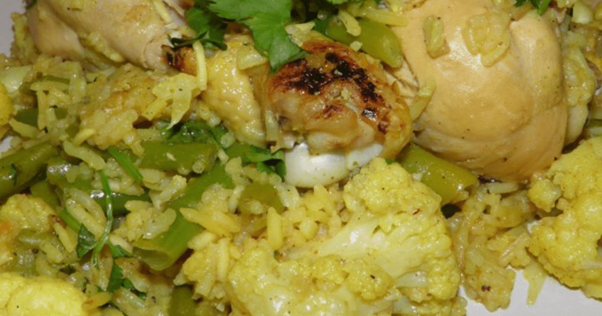 Pui picant cu orez şi conopidă