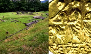 Sarmizegetusa Regia si monedă Koson, provenită din zonă. Sursa: ADEVĂRUL / PCA Alba
