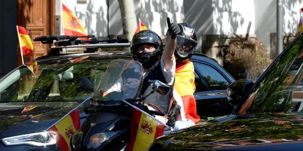 Proteste la Madrid Spania împotriva COVID-19 FOTO EPA-EFE