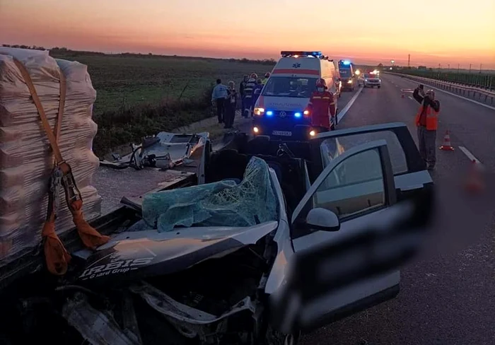 Teribil accident pe A2 la kilometrul 50 FOTO ISU Călărași