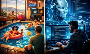 munca la birou in it foto ai png