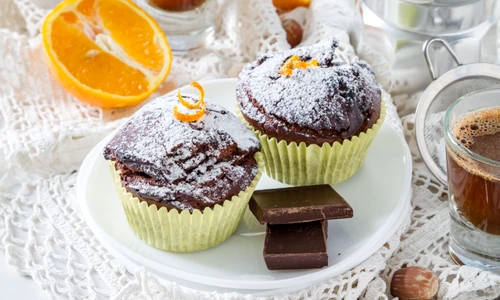 Chocolate and orange cupcake with coffee jpeg