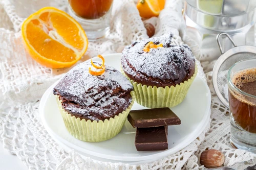 Chocolate and orange cupcake with coffee jpeg