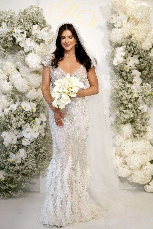 Monica Bârlădeanu, în prima rochie de mireasă by M. Marquise la nunta ei cu Valeriu Gheorghiță. FOTO: Instagram