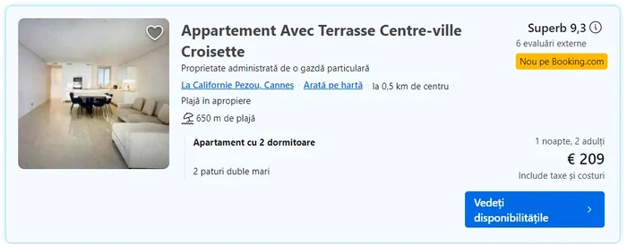 Apartament Cannes Captură Booking JPG