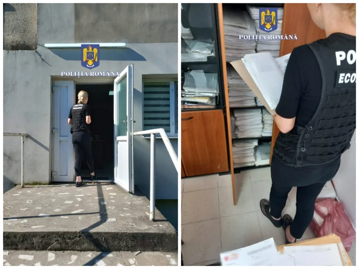 Au fost ridicate documentele cu activitatea pe cinci ani a firmei din Balș FOTO: IPJ