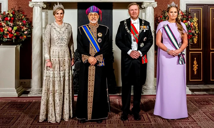 Regina Maxima, Sultanul Omanului, Regele Willem Alexander, Prințesa Amalia la banchetul de stat   Casa Regală olandeză (1) jpg