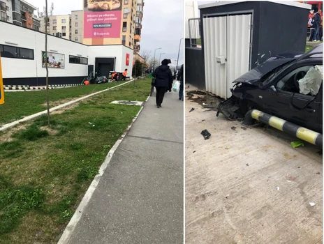 Accident în Râmnicu Vâlcea - o maşină al cărui şofer i s-a făcut rău a intrat într-un supermarket Penny Foto Adevărul