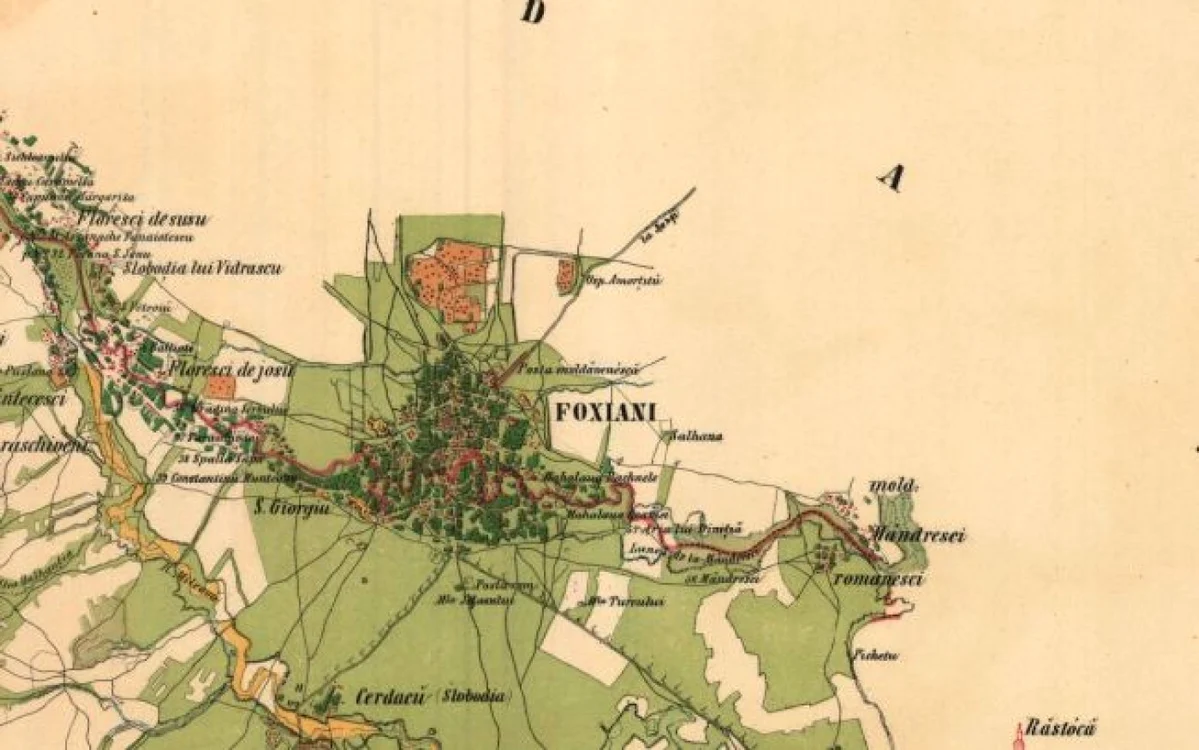 Hartă a Focşaniului de la 1860. Sursa foto: Arhivele Naţionale