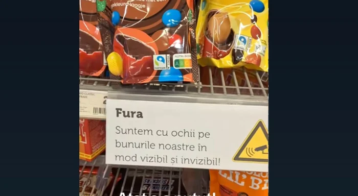 „Mai mare umilință...”. Olandezii au lipit mesaje în limba română la rafturile din supermaketuri: „Nu fura. Suntem cu ochii pe bunurile noastre!”