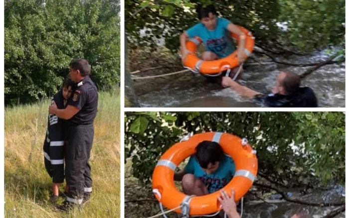 Fata a fost salvată la timp de un pompier care a intrat în apa râului. Foto: ISU Alba