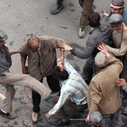 Miron Cozma liderul minerilor din Valea Jiului aduşi de Ion Iliescu la mineriadele din Bucureşti Foto AP