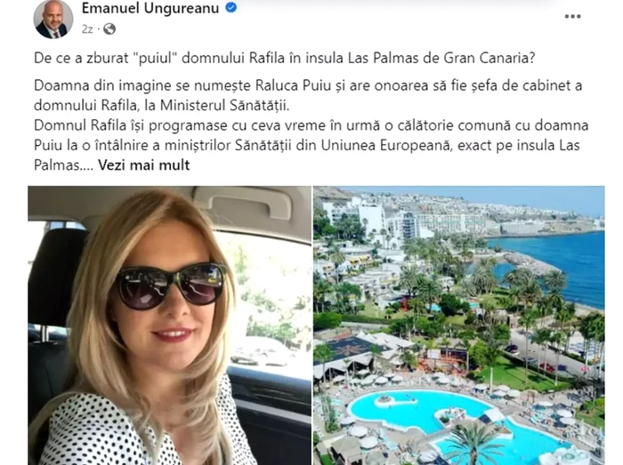 Postarea lui Ungureanu a fost ștearsă / foto: FB