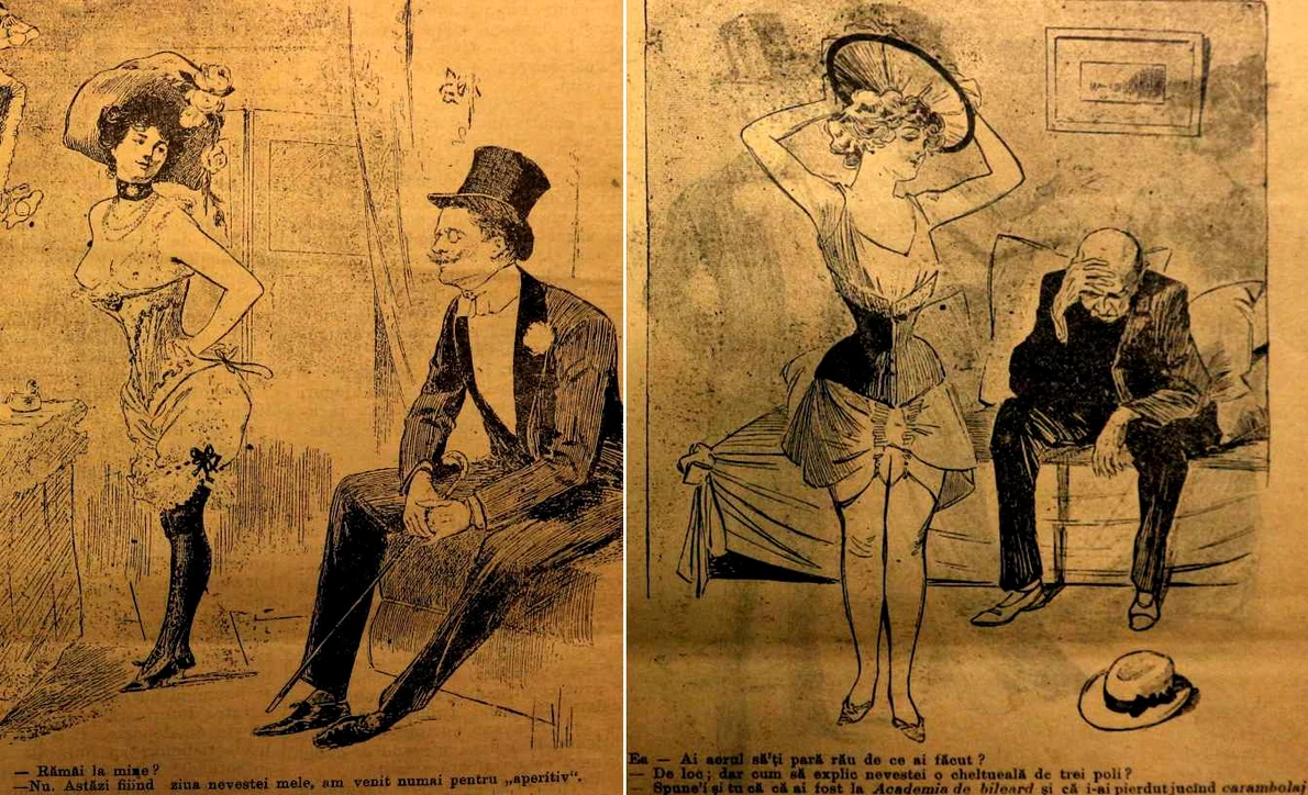 Ilustrații din Furnica: revistă umoristică săptămânală, septembrie/ octombrie 1905, ianuarie 1906 (foto: Casa Filipescu Cesianu)