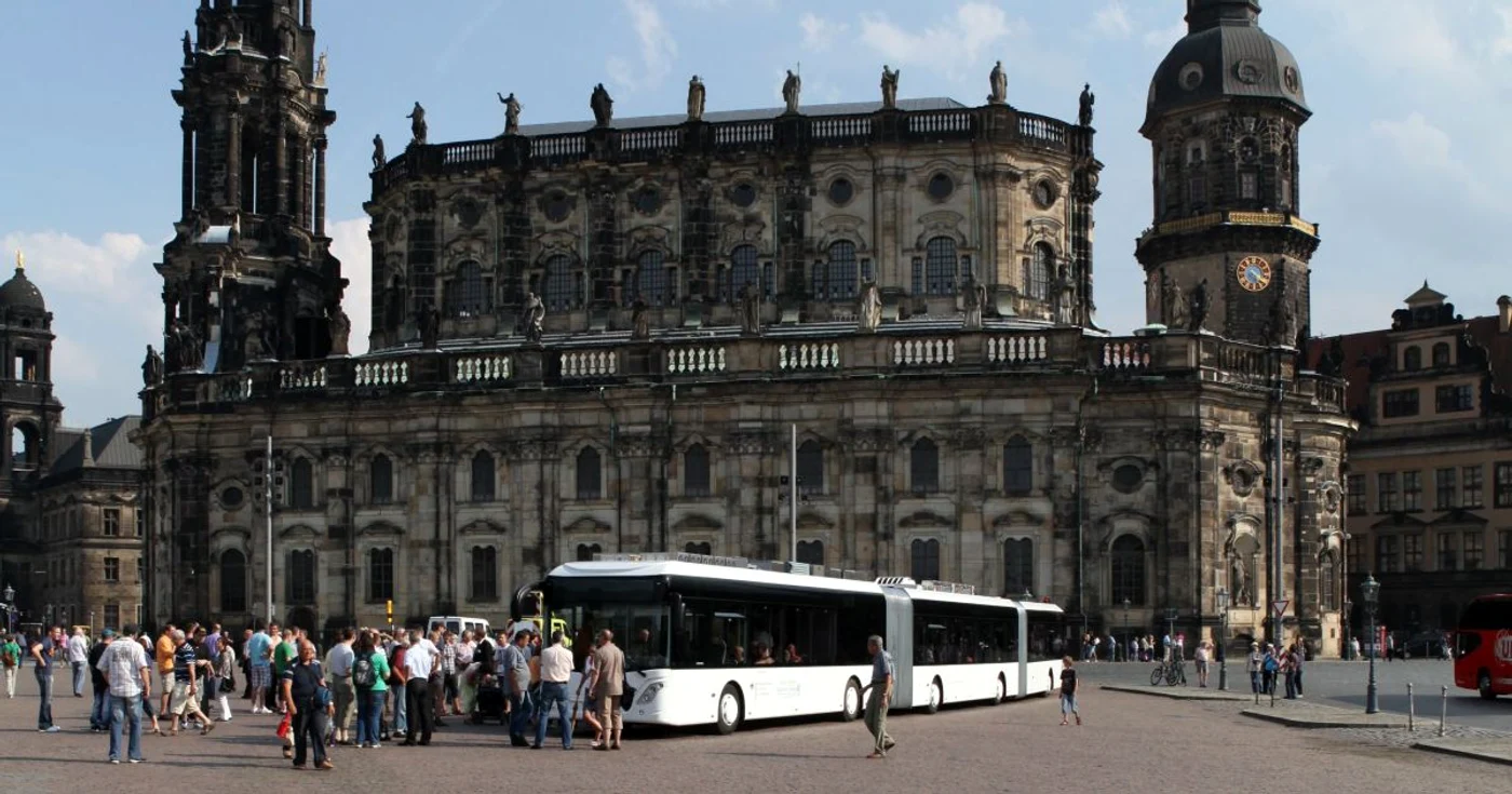 MegaBus-ul a fost testat în centrul istoric din Dresda FOTO: ivi.fraunhofer.de