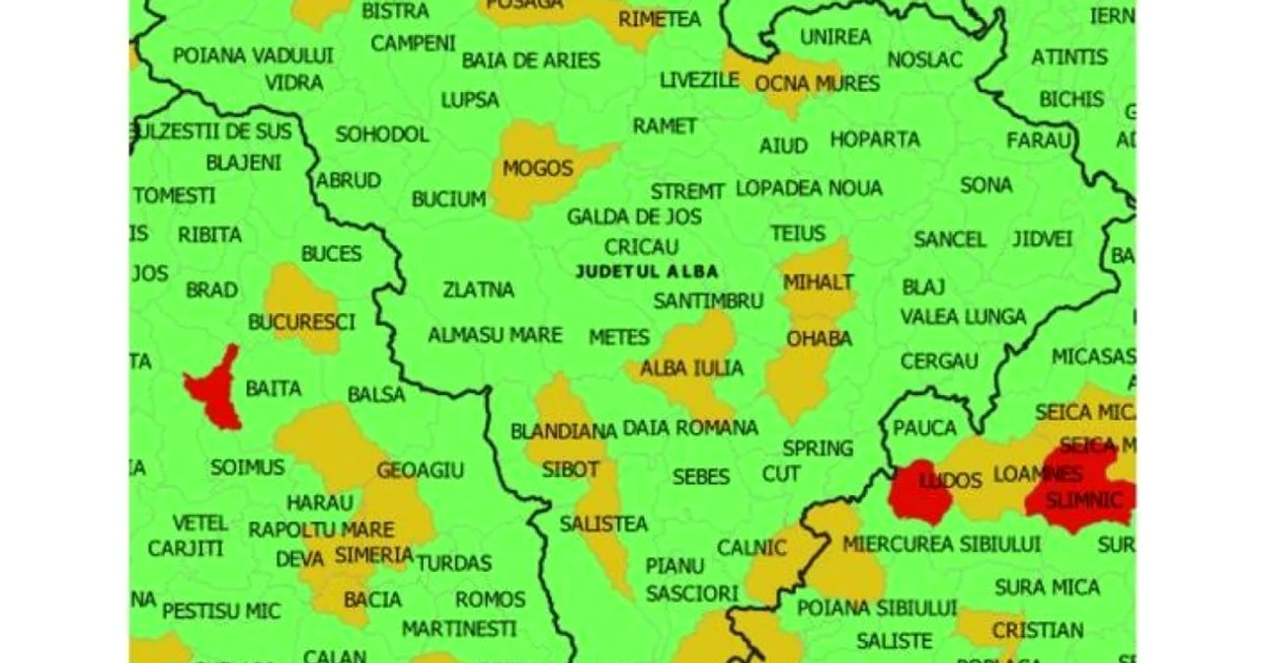 Harta incidenţei cazurilor de coronavirus în Alba