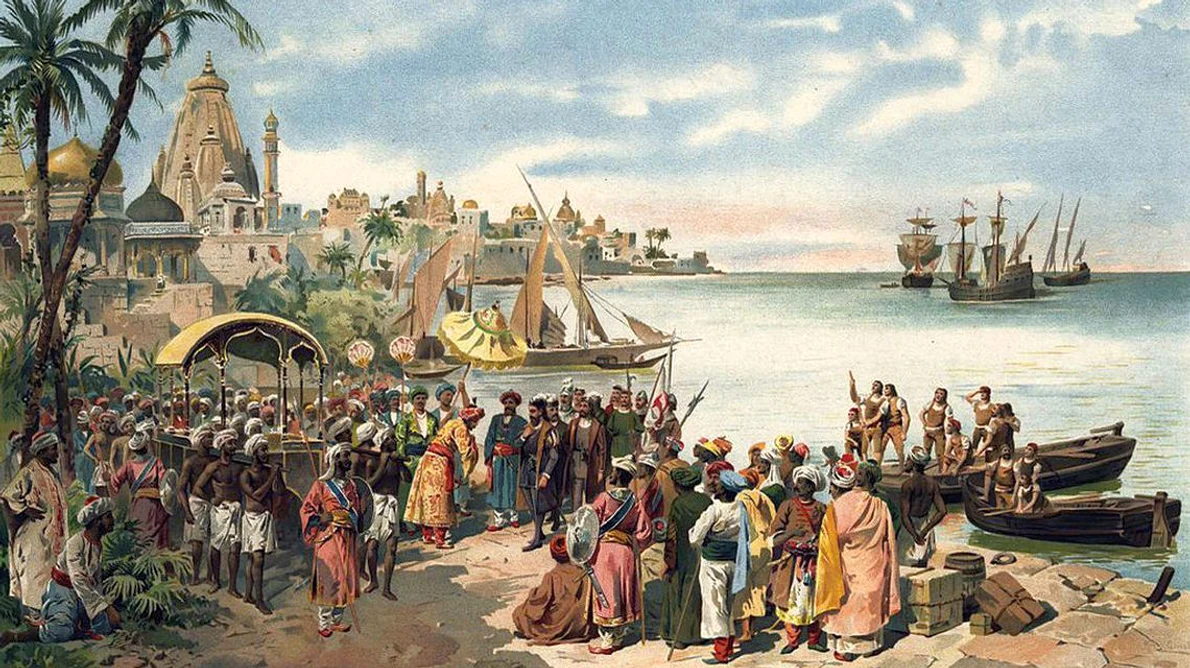 Calendar 20 mai: 1498   Vasco da Gama a ajuns în India, deschizând un nou drum comercial între Vest și Est jpeg