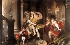 Aeneas fuge din Troia. Pictură de Federico Barocci (1598), aflată la Galleria Borghese din Roma (© Wikimedia Commons)