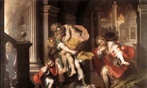Aeneas fuge din Troia. Pictură de Federico Barocci (1598), aflată la Galleria Borghese din Roma (© Wikimedia Commons)