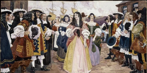 The Arrival of the French Girls at Quebec, 1667   C W  Jefferys jpg
