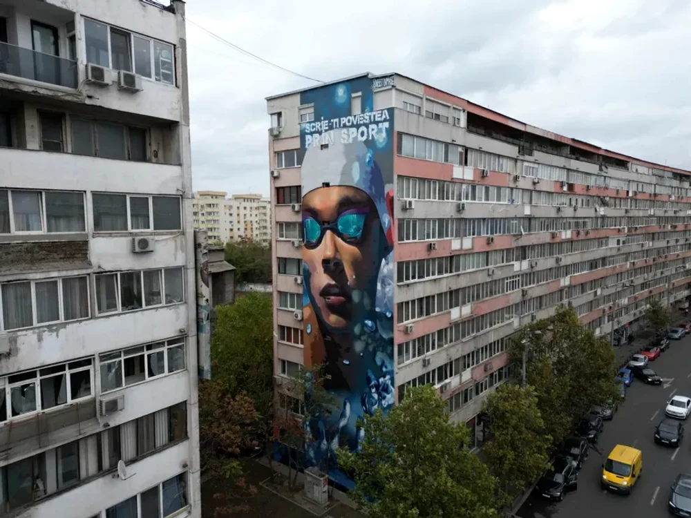 David Popovici, mural deosebit în București | FOTO Facebook 