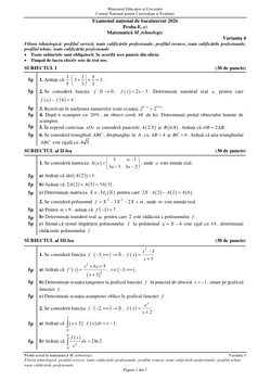 Subiecte la matematică - Filiera teoretică, profil umanist, toate specializările FOTO edupedu.ro
