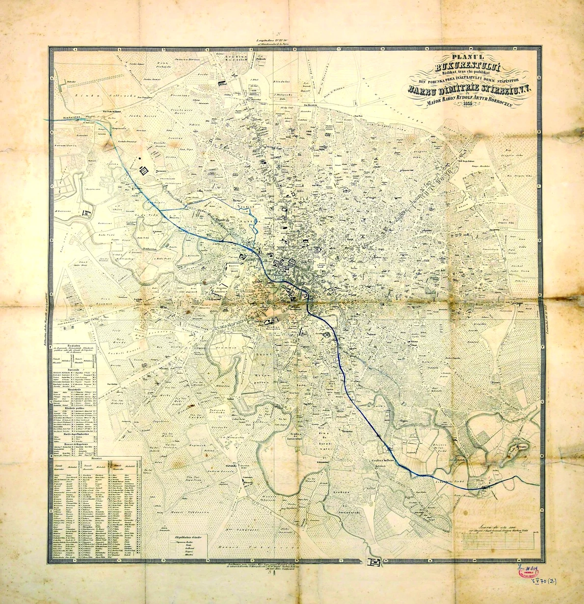 „Planul Bukureștului“ la 1852 (© Muzeul Militar Național „Regele Ferdinand I“)