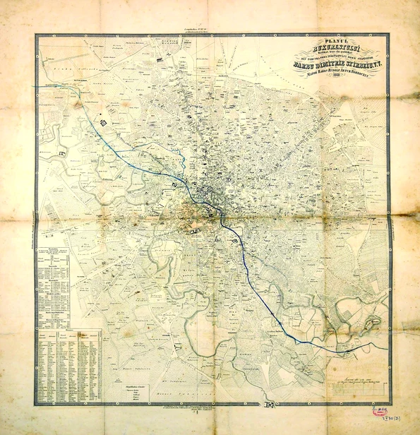 „Planul Bukureștului“ la 1852 (© Muzeul Militar Național „Regele Ferdinand I“)
